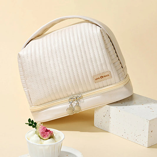 Girls Cosmetic Bag for Makeup PU Leather Make Up Organizer Case Handbag Women Travel Toiletry Storage Pouch Make Up Case