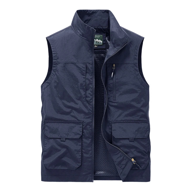 Outdoor Autumn Waistcoat Men Thin Waistcoat Spring Autumn Leisure Multi-pocket Waistcoat Sleeveless Coat Casual Daily Coat