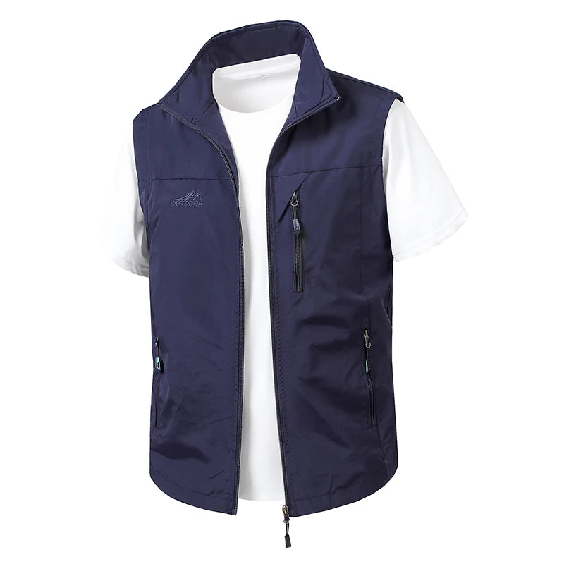 Outdoor Autumn Waistcoat Men Thin Waistcoat Spring Autumn Leisure Multi-pocket Waistcoat Sleeveless Coat Casual Daily Coat