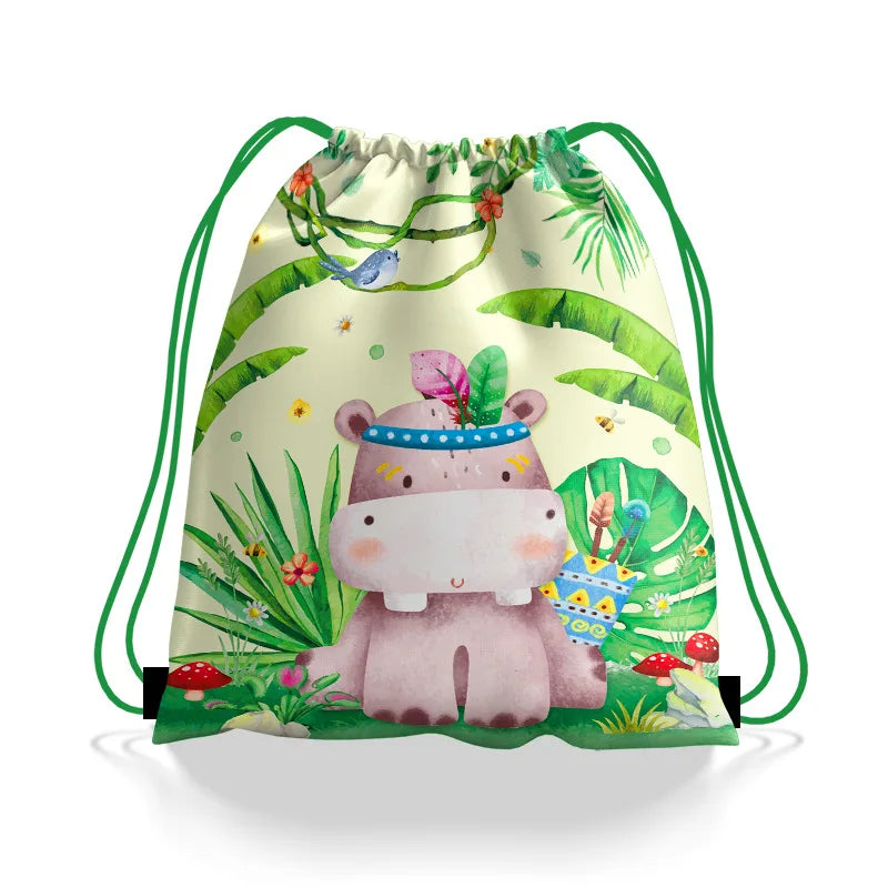 6/12//24/30pcs Jungle Animal Drawstring Bags Jungle Wild Animals Party Favors Kids Jungle Animals Birthday Party Supplies