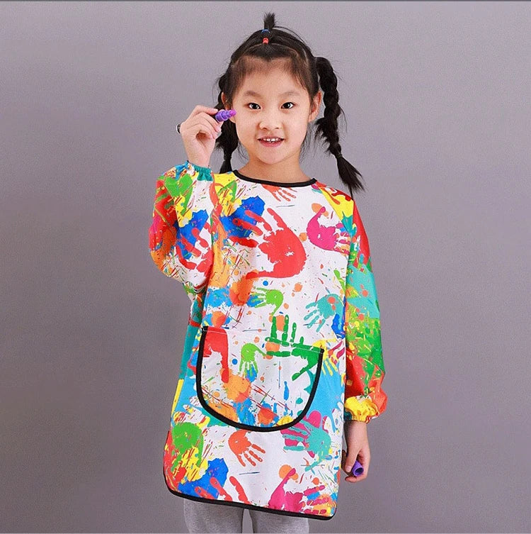 Paint Apron for Children Art Apron - Waterproof Long Sleeved Cover Children's Apron, Childrens Drawing Kindergarten WQ005