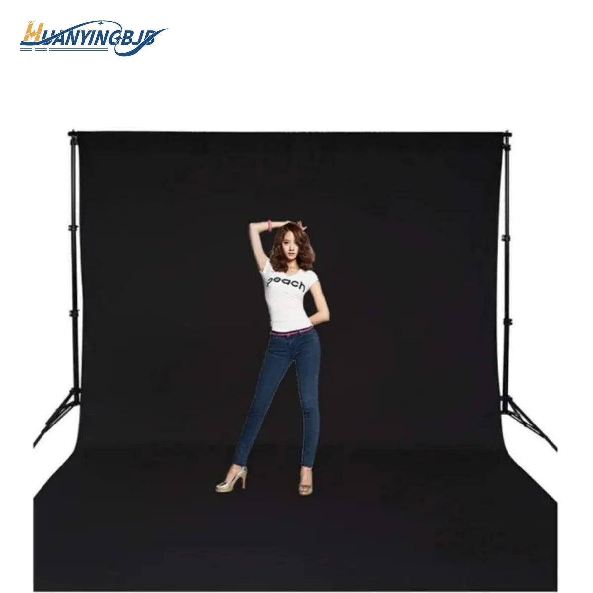 HUANYINGBJB Photography Background Backdrop Cloth Black Screen Muslin Cotton Fabric Chroma key For Photo Studio Video Portrait