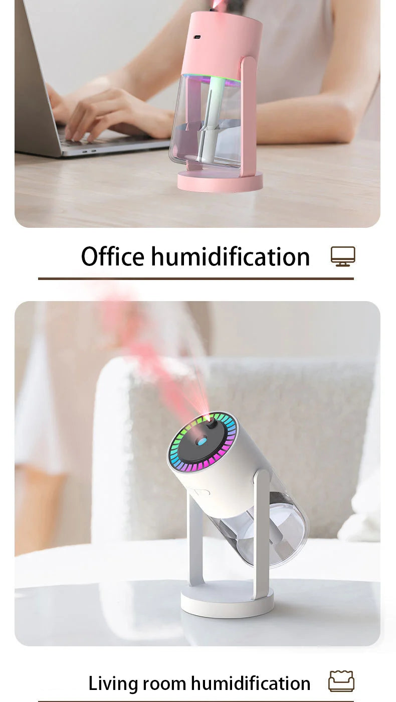 1PC 280ML Air Humidifier Colorful Atmosphere Light Mute Humidification Rotate Creative Colorful Cup Desktop Home Car Humidifier