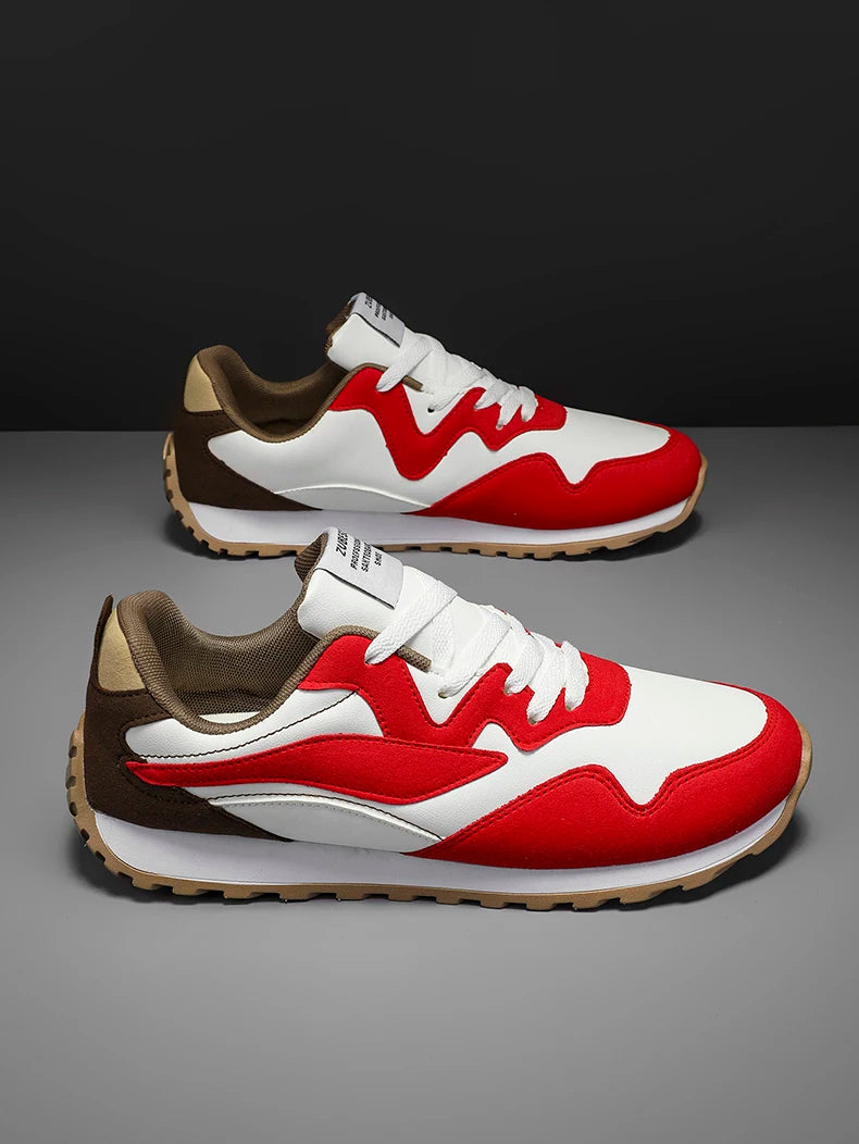 Men's Vulcanized Shoes Spring Autumn Comfortable Non Slip White Casual Sneakers Men Outdoor Retro Lace Up Platform Walking Shoes
