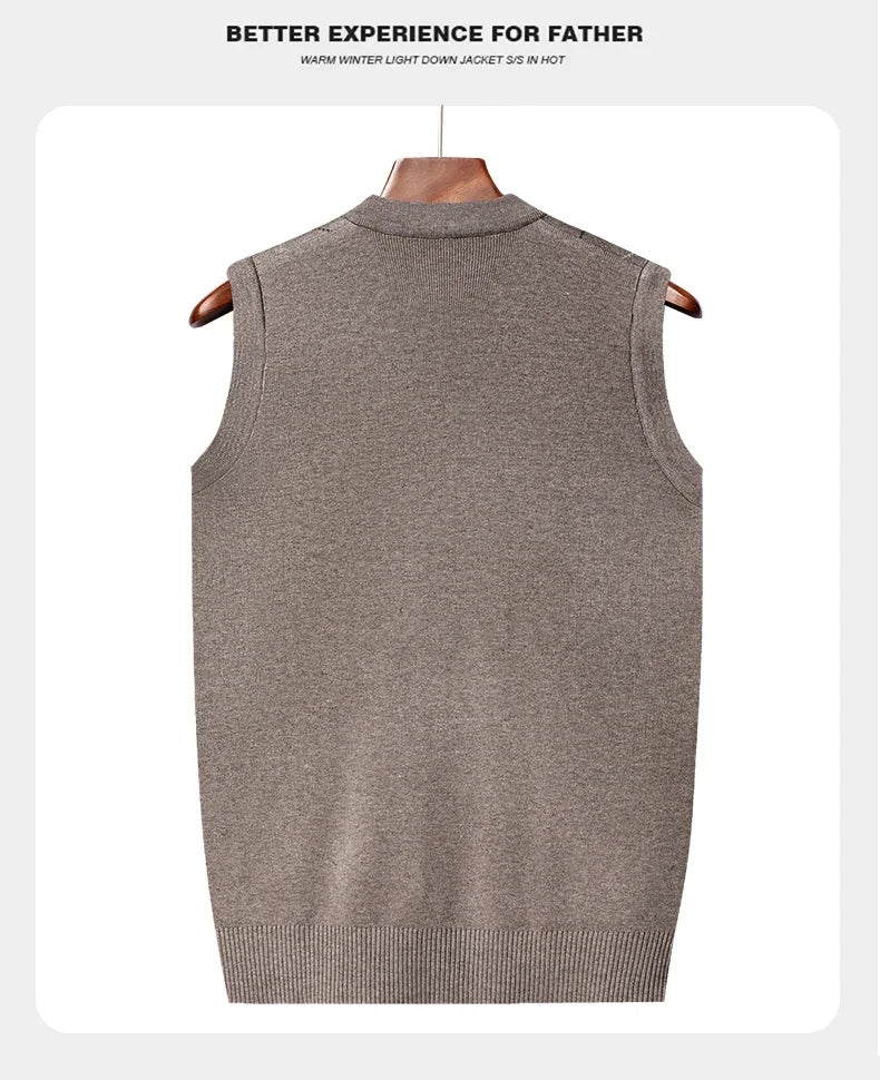 Men's Thickened Casual Sweater Tank Top Autumn and Winter Warm Men's Cardigan Tank Top