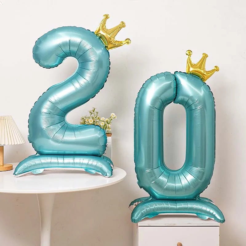 40 Inch Birthday Number Ballons New Girls Princess 10 TH Birthday Blue Crown Balloons Wedding Party Ballons Jumbo Number Balloon