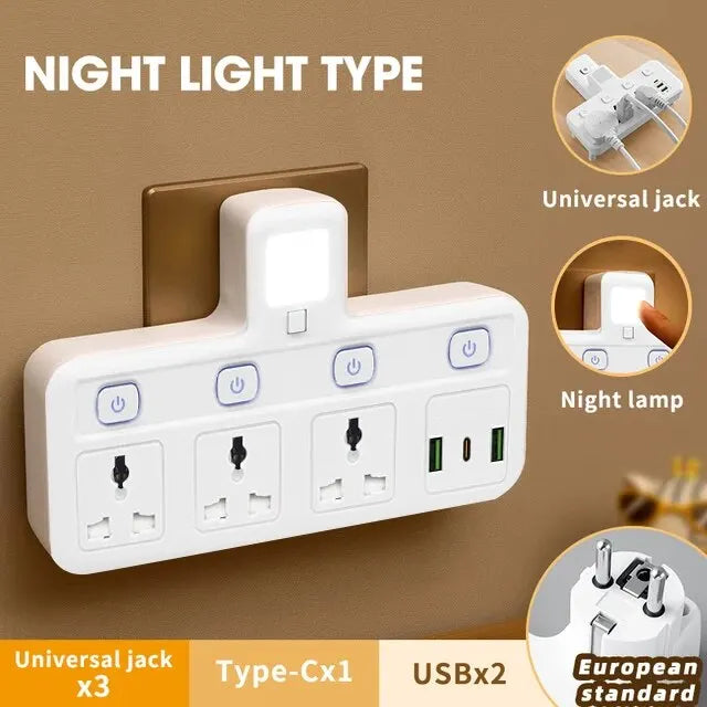 EU US UK Plug Universal Outlet Power Strip Multitap AC Separate Control Wall Socket With USB Fast Charge Multiprise Plug Adapter