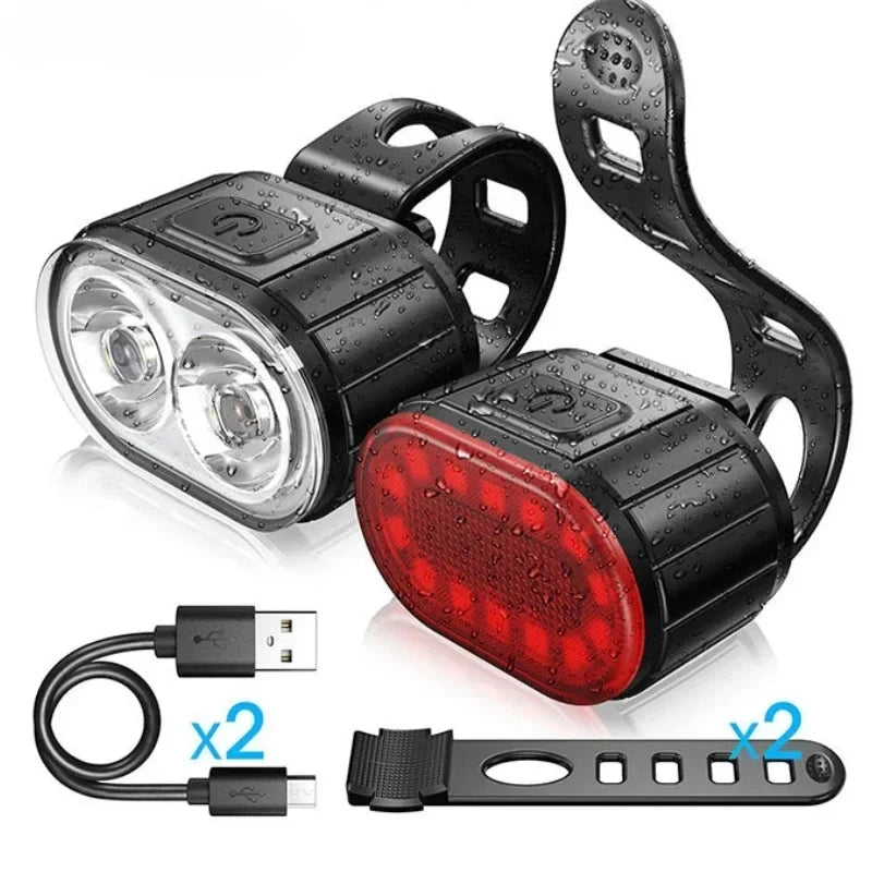 Cycling Bicycle Front Rear Light Set Bike Defense Flashlight Stick MTB Waterproof Taillight LED Lantern Bicycle Accessories