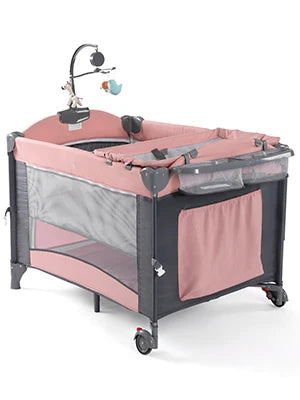 5 in 1 Baby Crib, Baby Bassinet Beside Sleeper, Pack and Play with Bassinet and Changing Table Portable Travel Baby Playpen