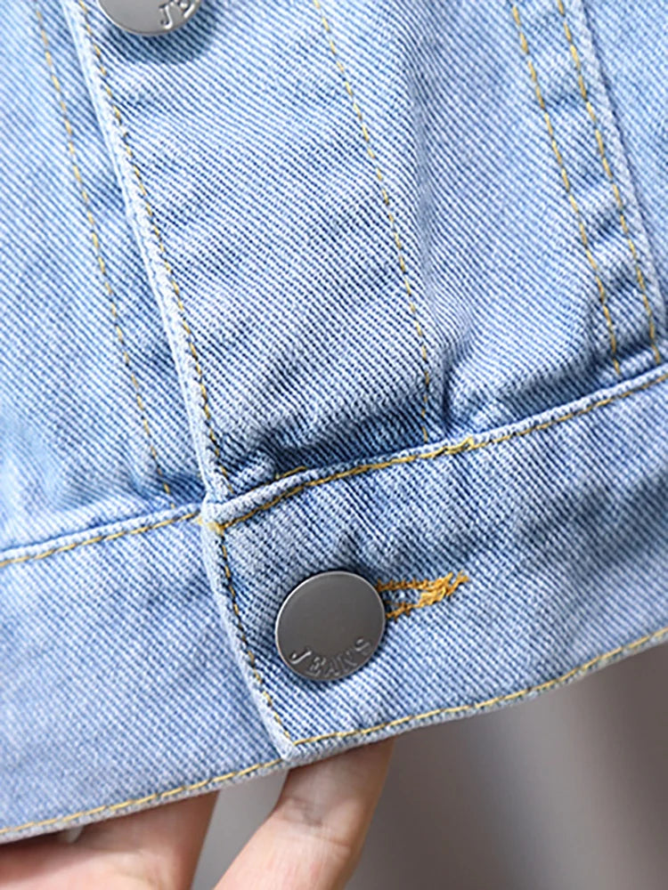 2024 Spring and Autumn Boys Simple Pocket Long sleeved Lapel Single breasted Denim Coat Casual Coat 1-8Y