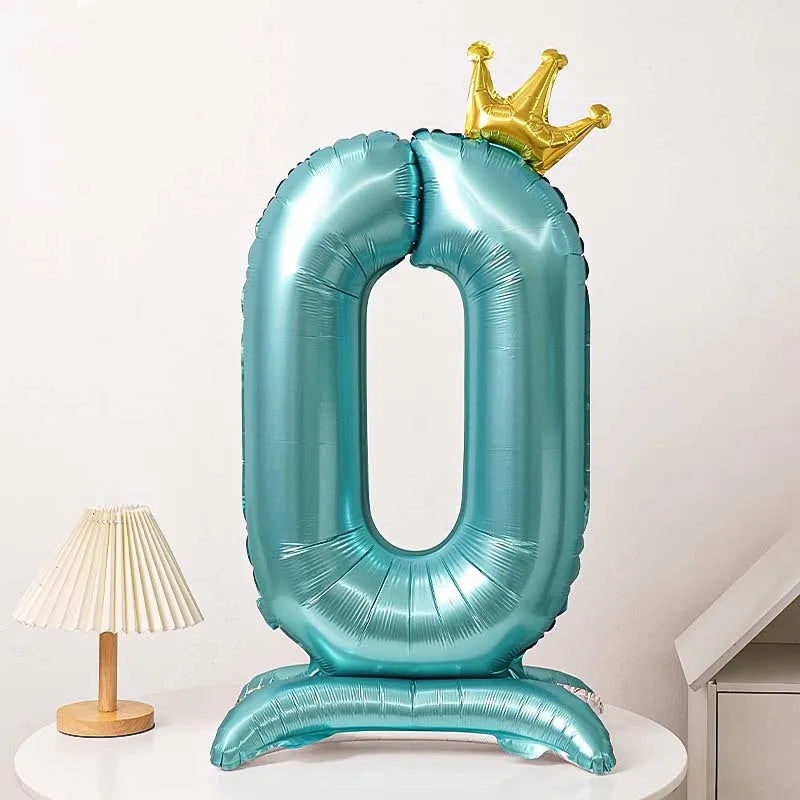 40 Inch Birthday Number Ballons New Girls Princess 10 TH Birthday Blue Crown Balloons Wedding Party Ballons Jumbo Number Balloon