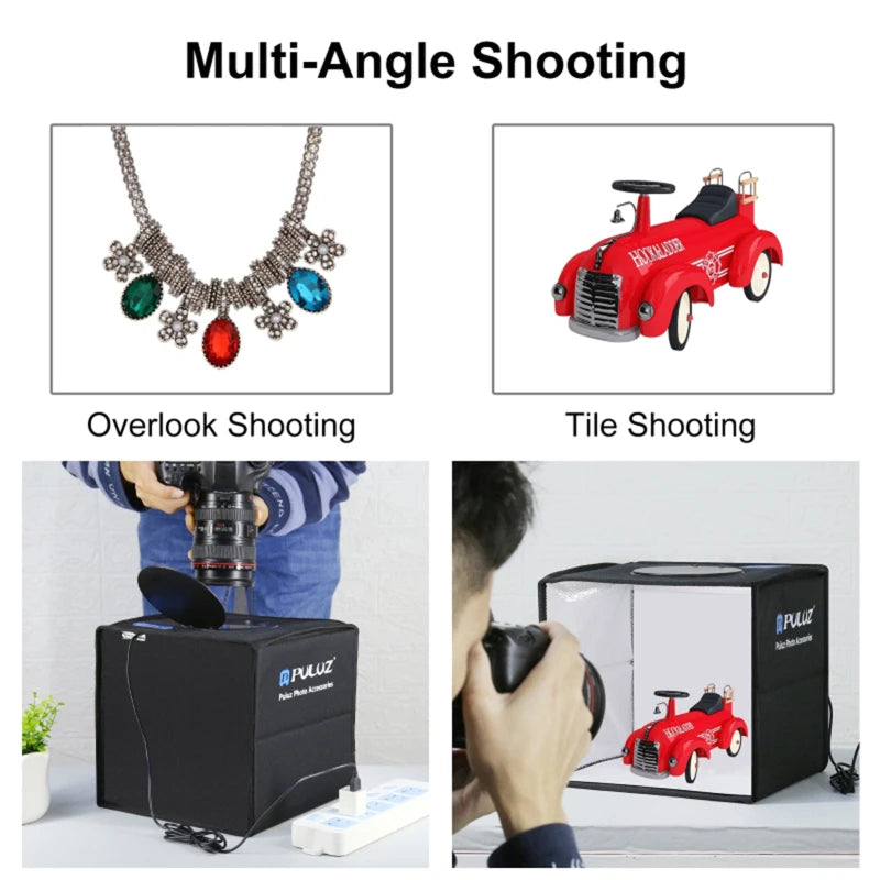 Mini Soft Box Set Portable Folding Photo Lighting Modifier Photography Tent Box with 12 Colors Backdrops