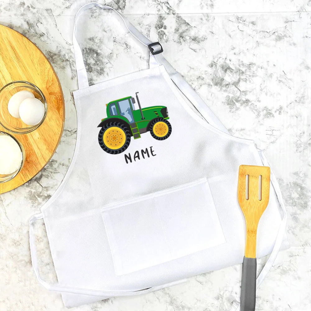 Personalised Apron Child's Fire Truck Name Apron Christmas Birthday Gift Baking Apron Toddler Apron Custom Kids Cooking Apron