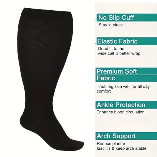 1 Pair of Extra Large Size Compression Socks for Men and Women with Wide Calf Knee Length Breathable Xl 2xl 3xl 4xl 5xl 6xl 7xl