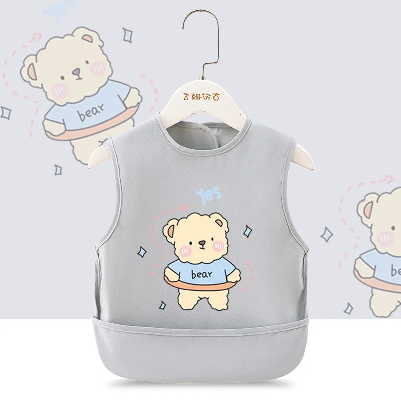 Summer New Baby Apron Cute Cartoon Print Boy Girl Sleeveless Bibs Feeding Burp Cloths Waterproof Kids Saliva Towel