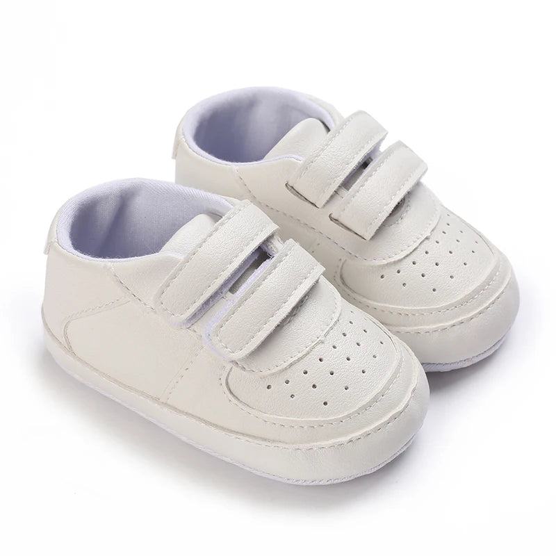 0-18 Months Infant Spring Shoe Newborn Infant Girls and Boys Recreational Baptism Non-Slip Walking Shoe White Soft-soled Sneaker