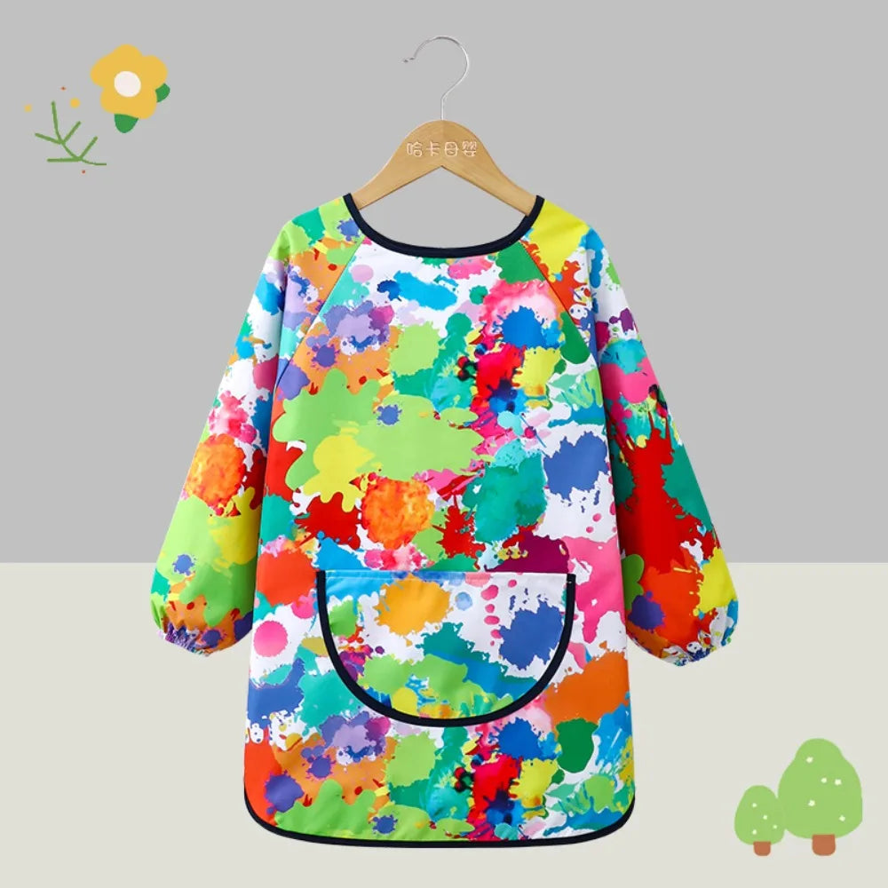 New Polyester Kids Painting Apron Waterproof Long Sleeved Cooking Apron Cosplay Costume Art Bibs