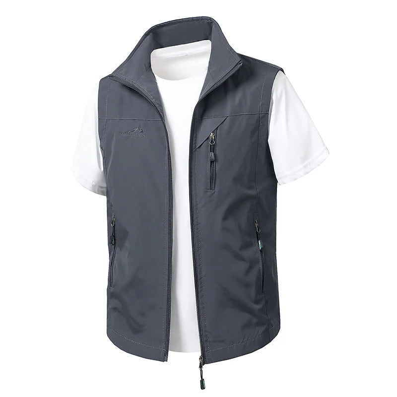 Outdoor Autumn Waistcoat Men Thin Waistcoat Spring Autumn Leisure Multi-pocket Waistcoat Sleeveless Coat Casual Daily Coat