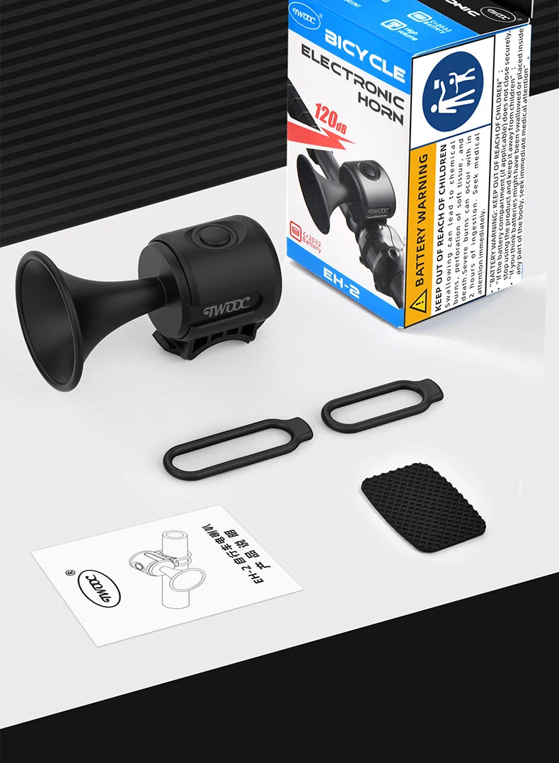 Electric Bicycle Horn 120db Bike Bell IPX4 Waterproof Cycling Warning Alarm For For Kids Scooters Rode MTB Bikes