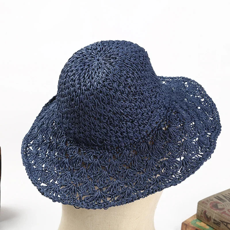 Summer Straw Hat for Women Large Brim Sun Hat Folding Travel Beach HatSun Shade Parent-child Hat Mom Girls Sun Hats