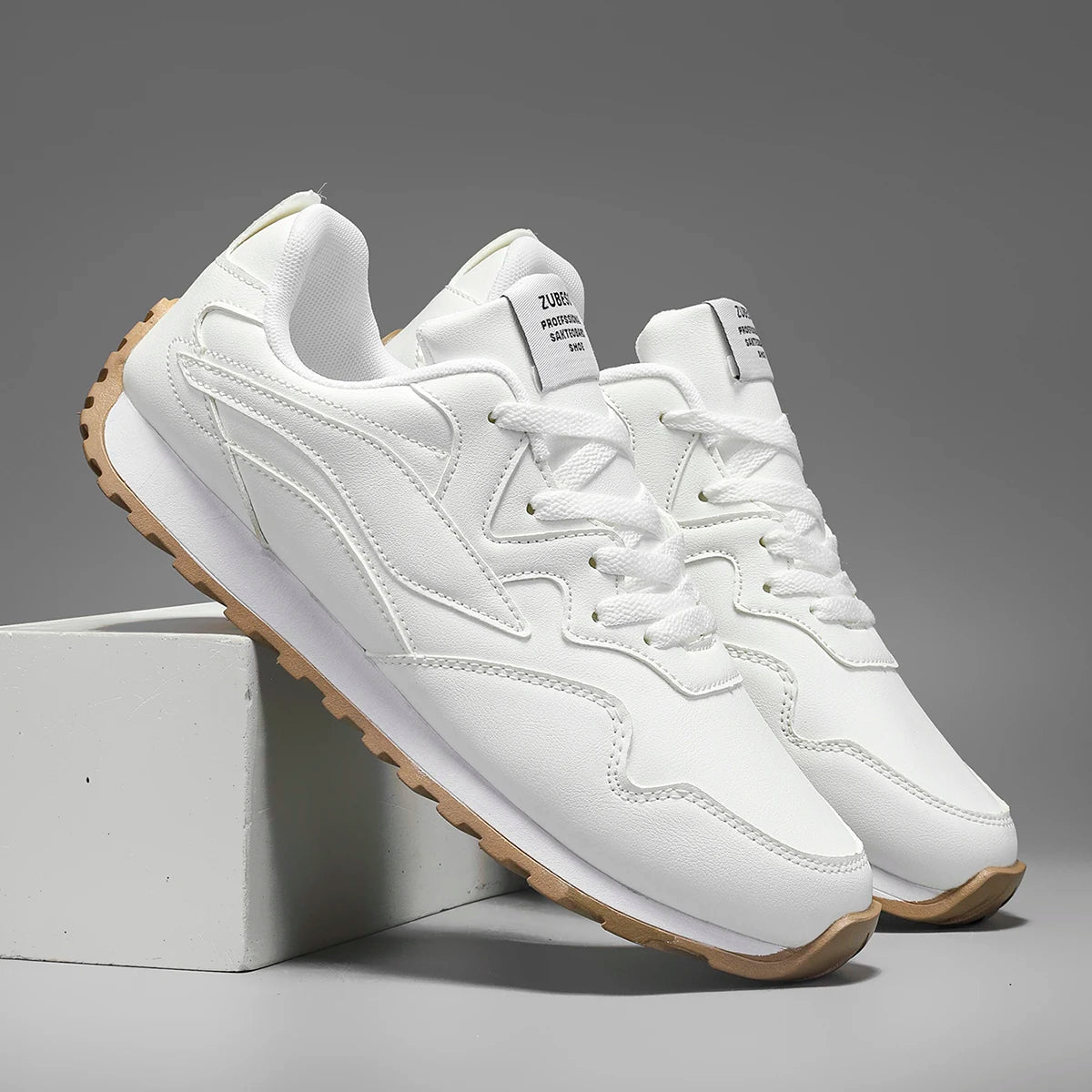 Men's Vulcanized Shoes Spring Autumn Comfortable Non Slip White Casual Sneakers Men Outdoor Retro Lace Up Platform Walking Shoes
