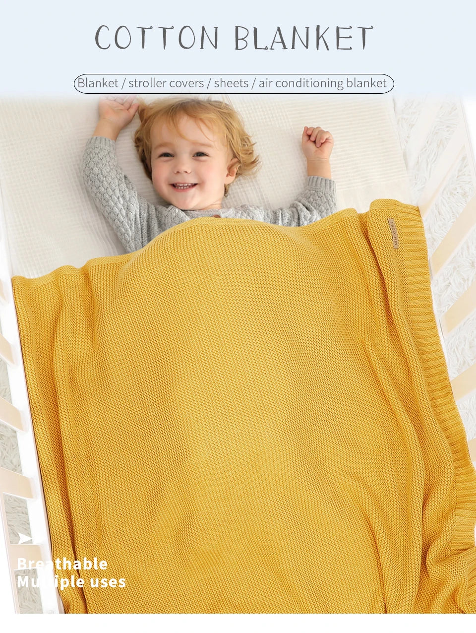Baby Blankets 100*80cm Knit Newborn Boy Girl Month Stroller Bassinet Bedding Cradle Quilts Dual-Use Infant Netural Receiving Mat
