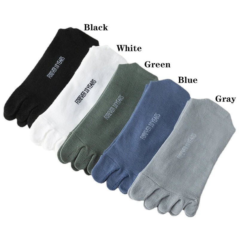 5 Pairs Toe Socks Men Short Breathable Mesh Cotton Casual Thin High Quality Five Finger Socks Low Cut Sports Running Ankle Socks