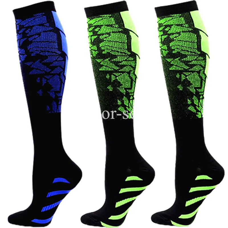 3 Pairs Lot Pack Compression Socks Running Men Women Floral Prints Stockings Sports Anti-Fatigue Compression Socks Bulk Sales