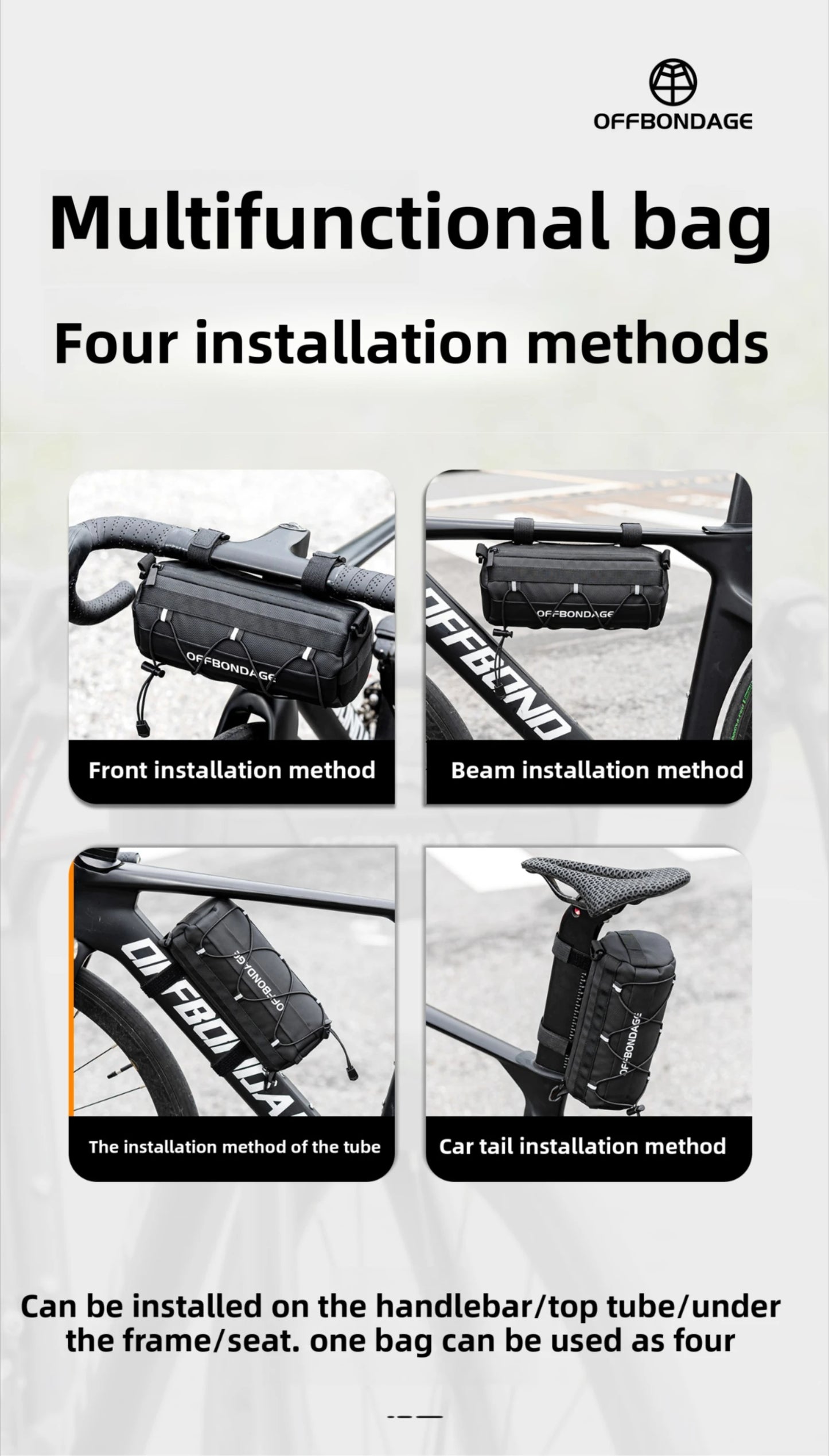 OFFBONDAGE Bike Front Bag Large Capacity Storage Outside Waterproof Multi-function Riding Bag Mountain Bike Bag Bike Accessory