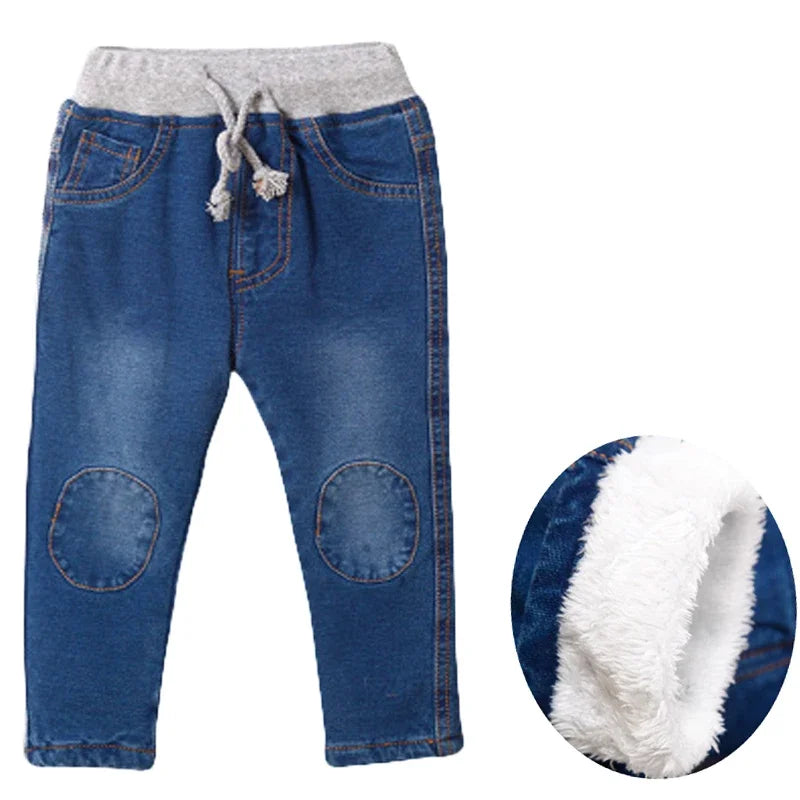 2024 New High quality thick winter warm cashmere kids baby pants Boys Girls children' cotton trousers children jeans1-6Y