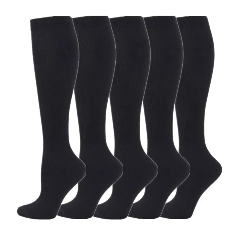 5 Pair Compression Socks Men Running Sport Socks Knee High 20-30mmHg Medical Edema Varicose Veins Women Compression Stocking
