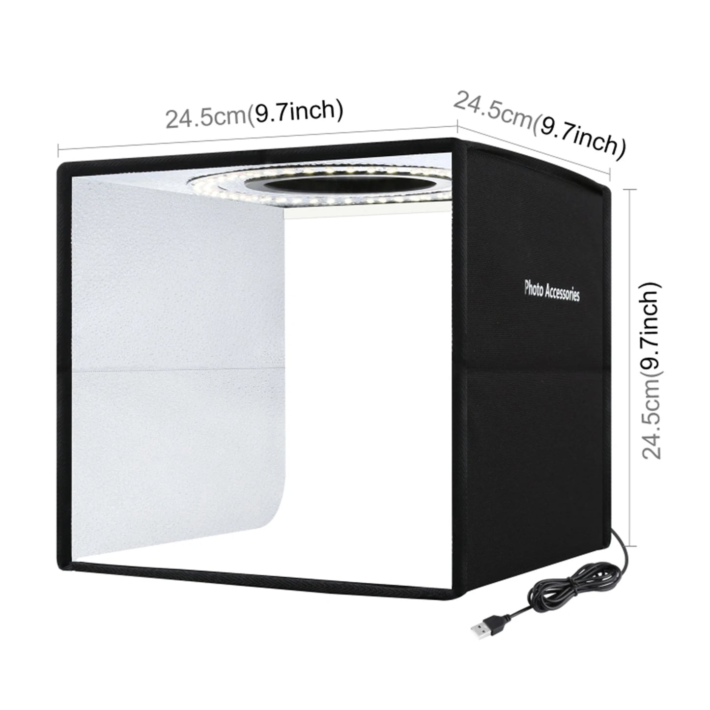 245mm Desktop Photo Studio Light Box Photography Adjustable Brightness Shooting Tent Kit With 96LED Lights 12 Colors Backdrops