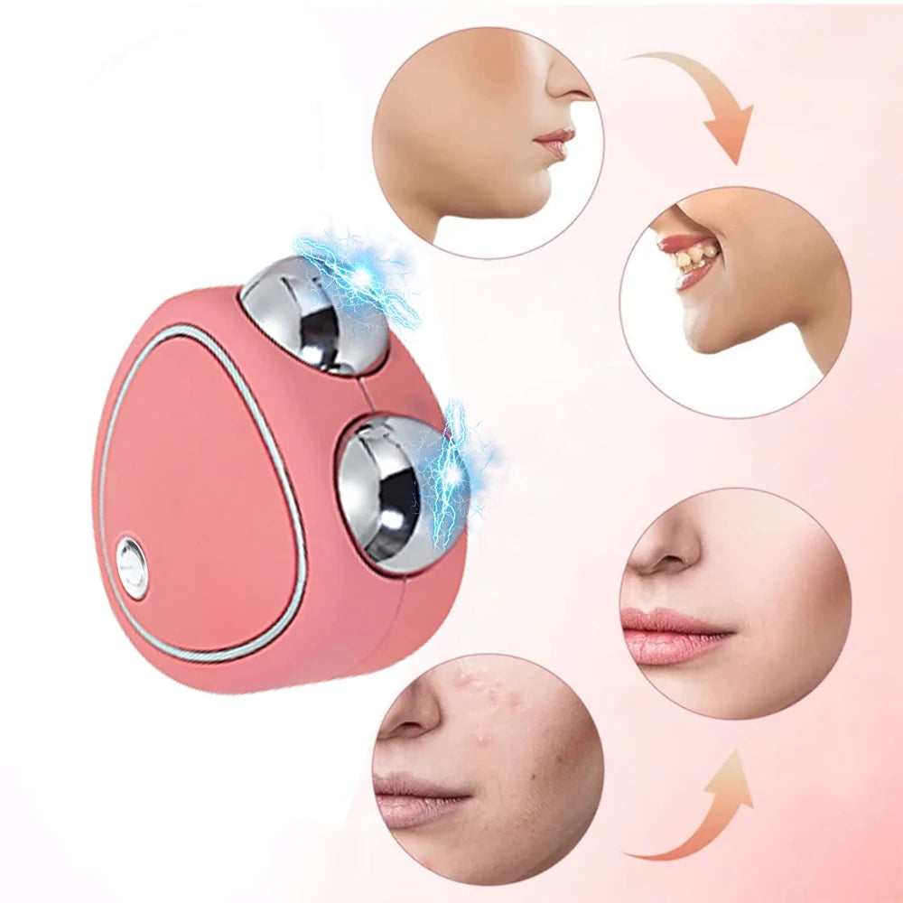 Microcurrent Face Lift Machine EMS Face Roller Massager Double Chin Remover Jaw Line VShape Skin Tightening Face Slimming Device