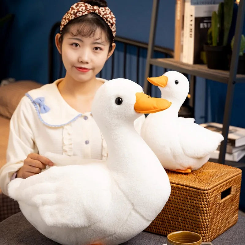Kawaii Lifelike Duck Plush Toy Realistic Cute White Goose Stuffed Animal Toys Gifts For Kids Pets Simulated Duck Birthday Gifts