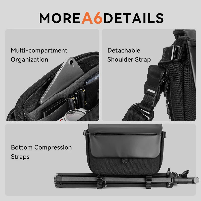 ReeYee A6 4.5L Large Sling Bag, Durable Cordura Waterproof Crossbody Pack, Smart Organization Anti-Theft Shoulder Bag