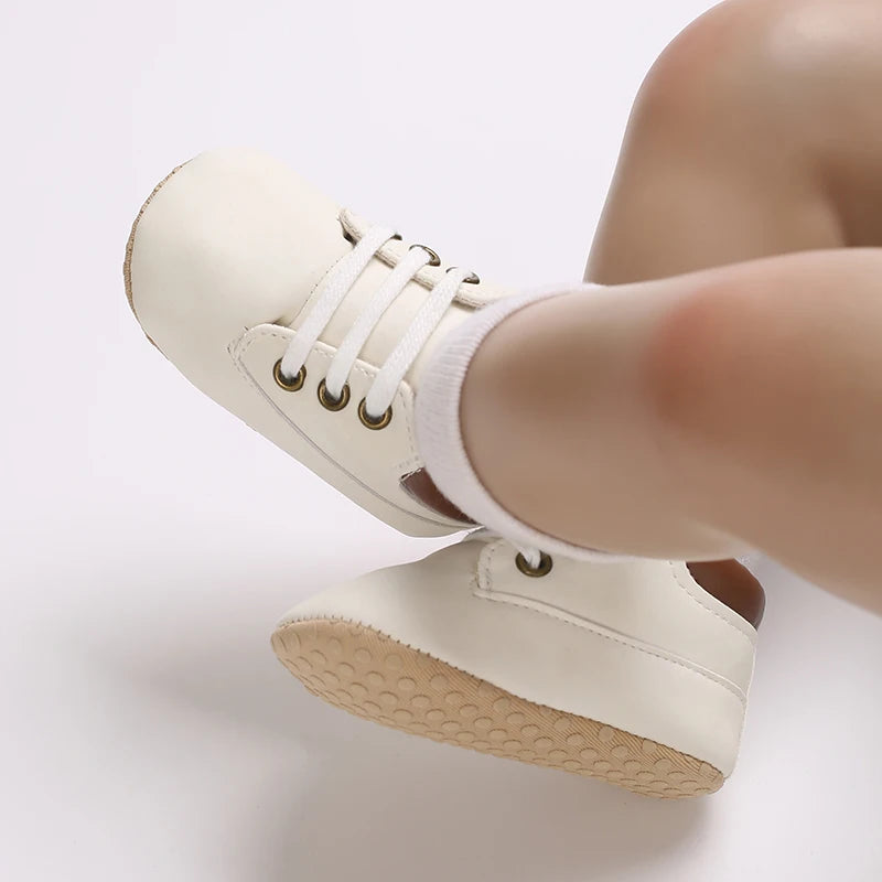 0-18 Months Infant Spring Shoe Newborn Infant Girls and Boys Recreational Baptism Non-Slip Walking Shoe White Soft-soled Sneaker