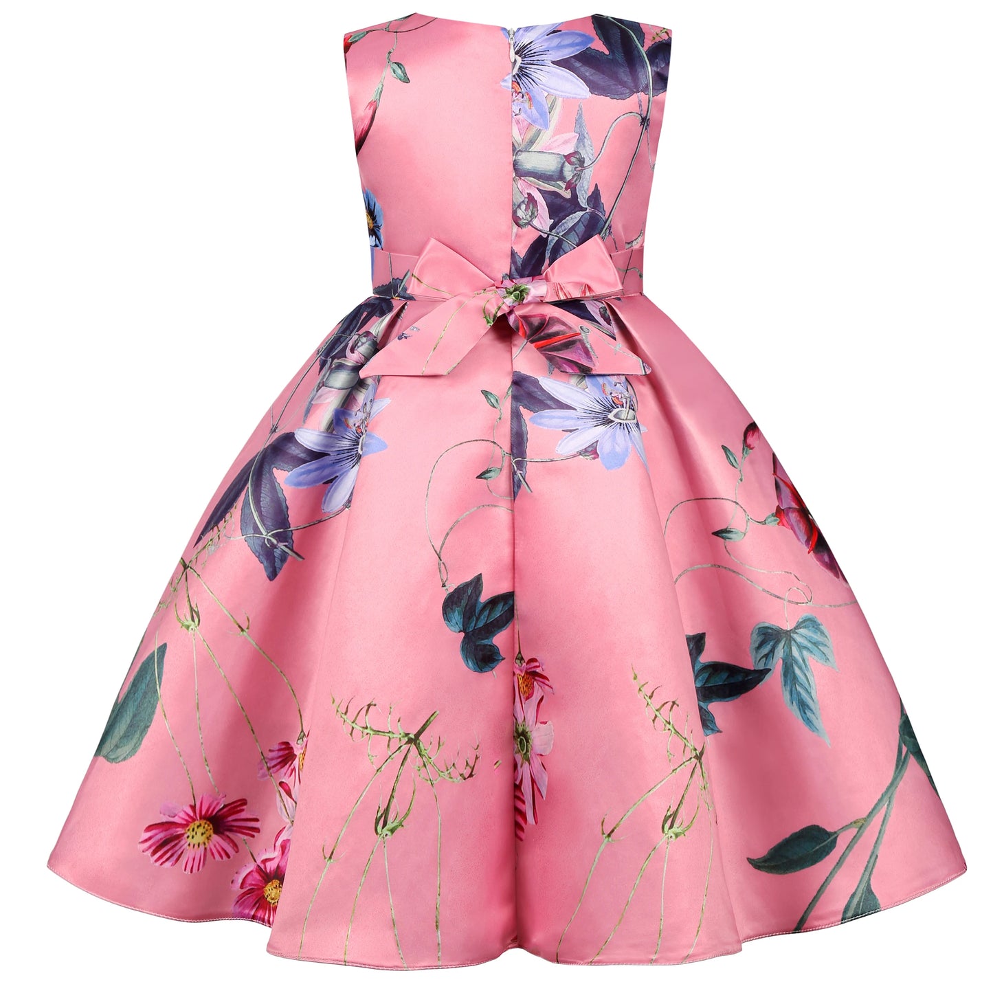 2025European and American children's new flower vintage print princess dress girl holiday party dress dress