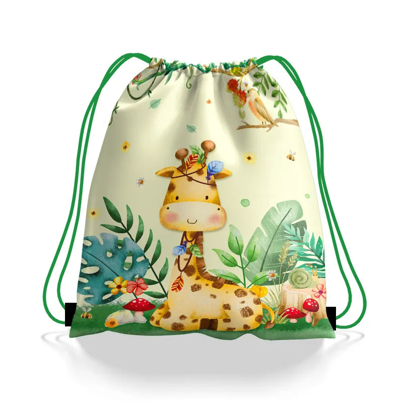 6/12//24/30pcs Jungle Animal Drawstring Bags Jungle Wild Animals Party Favors Kids Jungle Animals Birthday Party Supplies