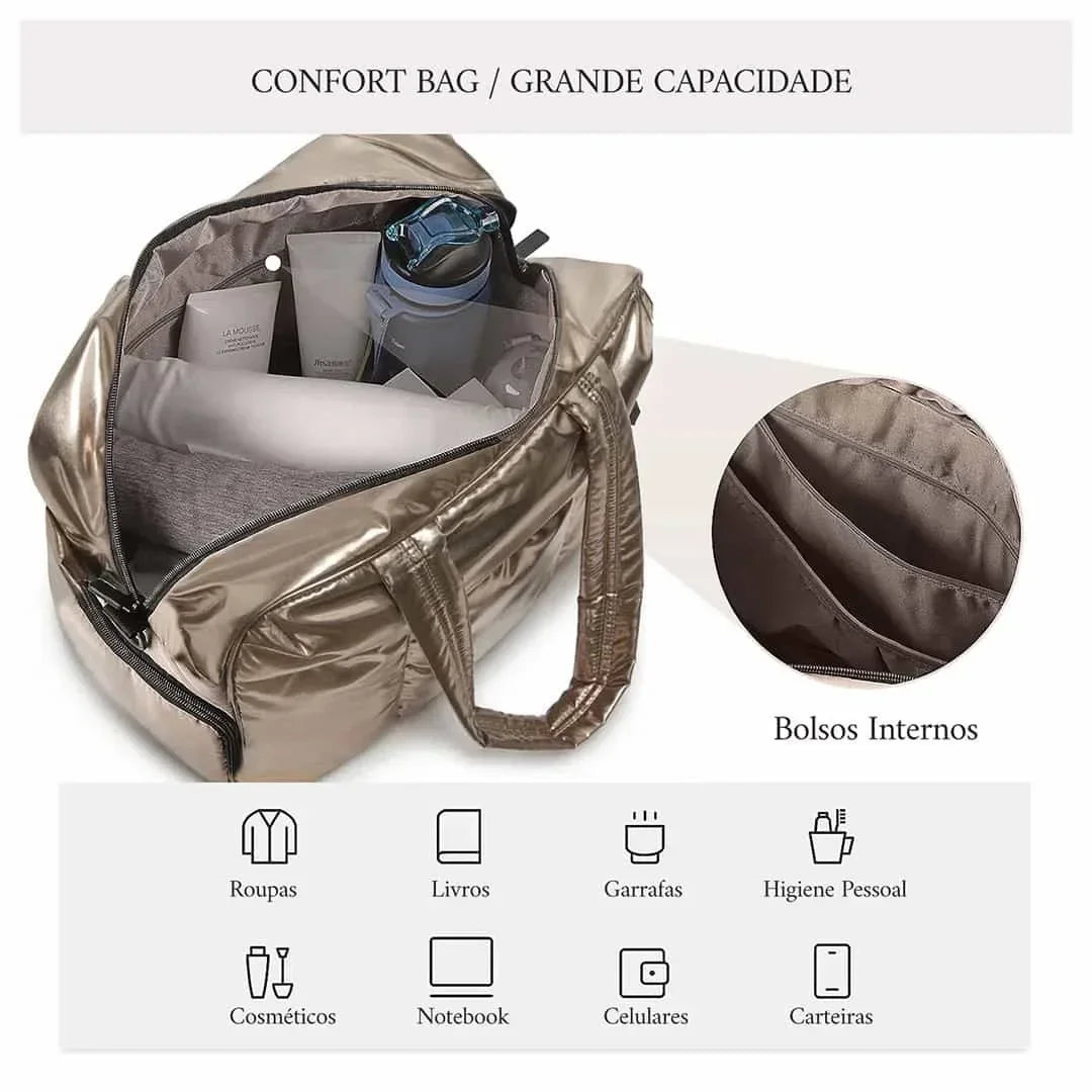 Duffel Weekender Bag Large Capacity Women Multifunction Leisure Travel Puffer Tote Gym Bag Carry on Bag with A Shoe Compartment
