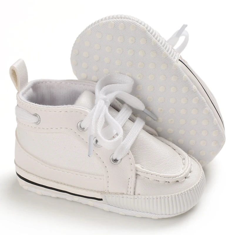 0-18 Months Infant Spring Shoe Newborn Infant Girls and Boys Recreational Baptism Non-Slip Walking Shoe White Soft-soled Sneaker