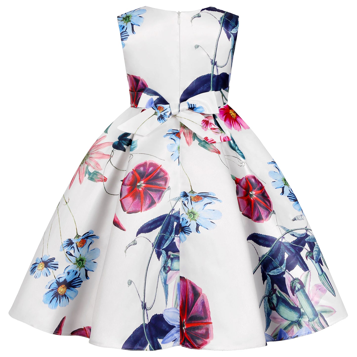 2025European and American children's new flower vintage print princess dress girl holiday party dress dress