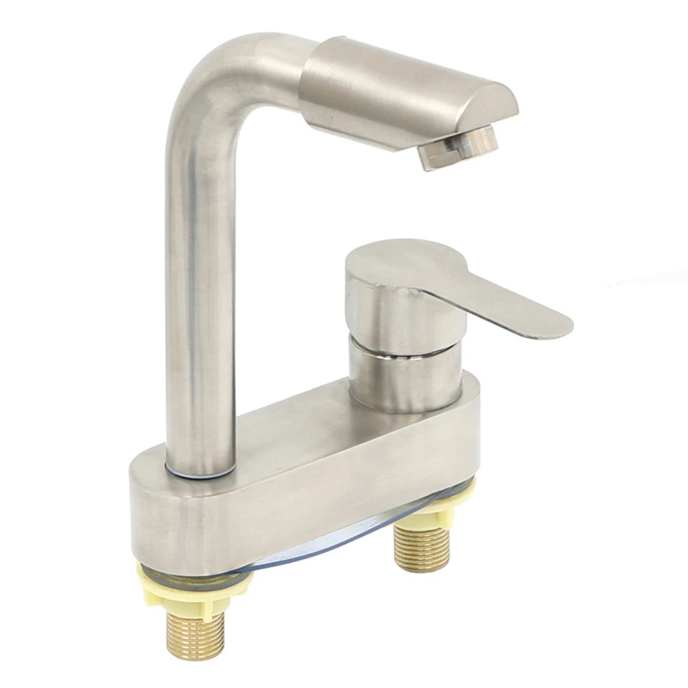 Bathroom Faucet  Stainless Steel Basin Faucet Sink Faucet Tap Cold Hot Mixer Tap 2 Holes Single Handle Tap Bathroom Accessorie