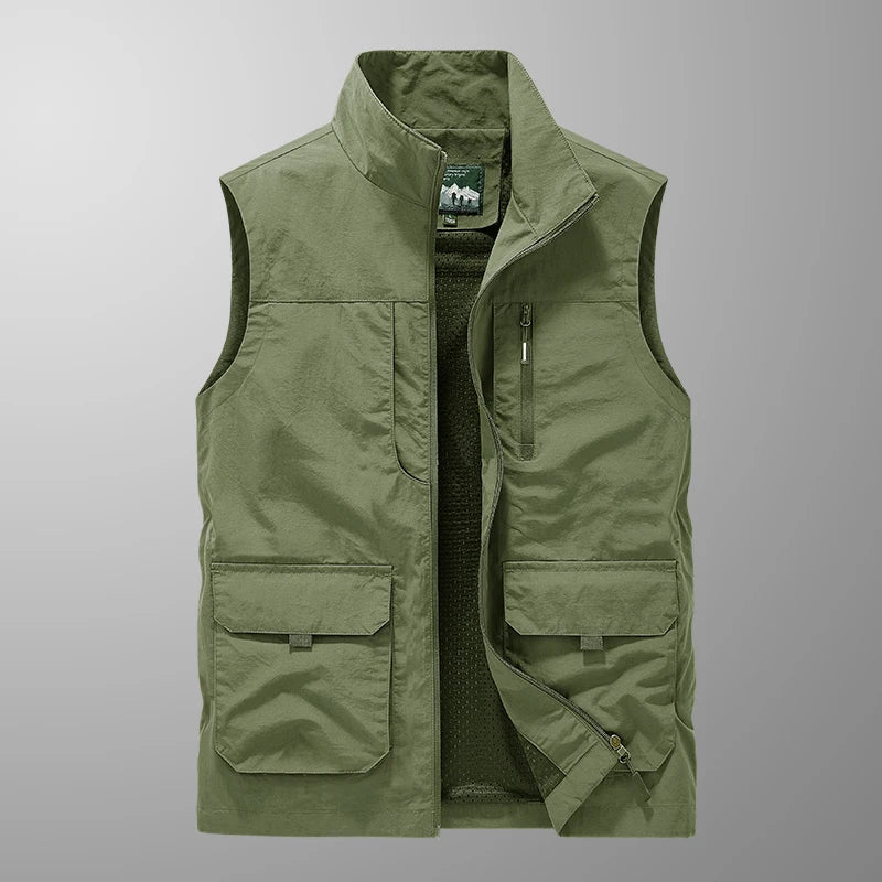 Outdoor Autumn Waistcoat Men Thin Waistcoat Spring Autumn Leisure Multi-pocket Waistcoat Sleeveless Coat Casual Daily Coat
