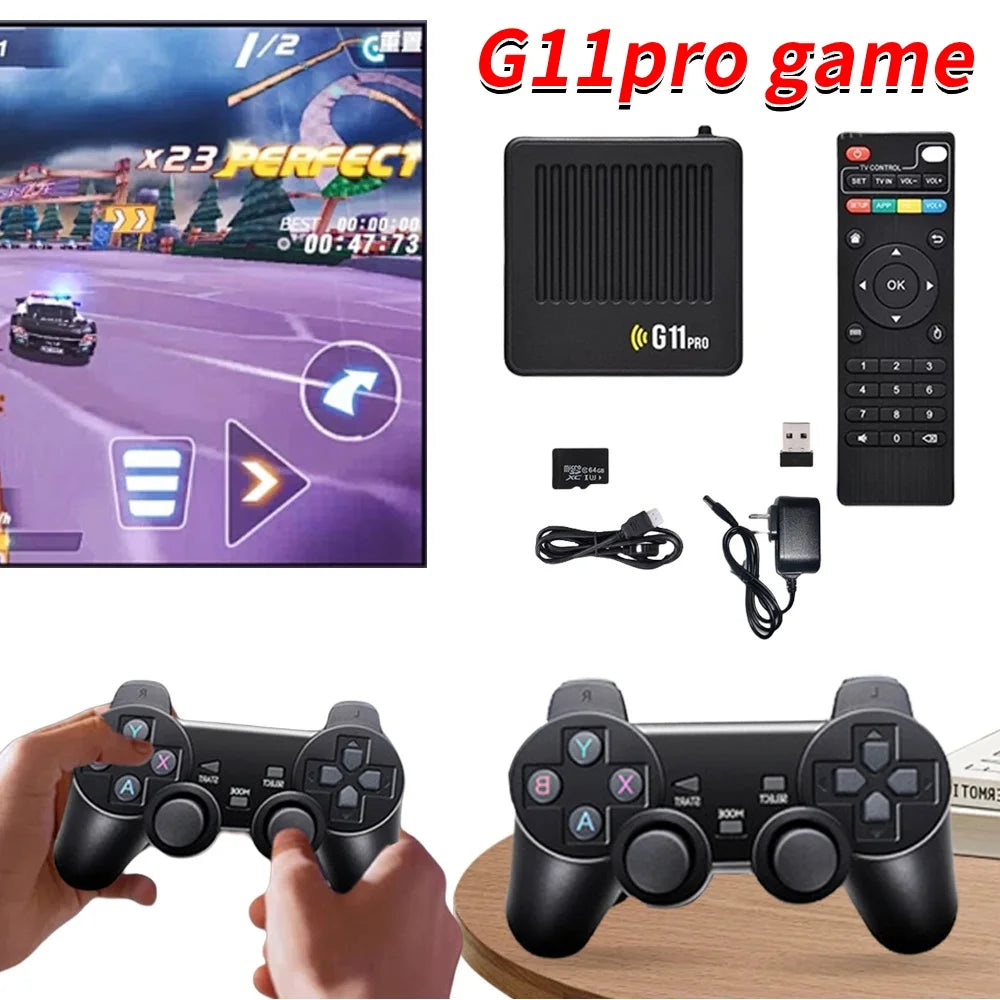 G11 Pro Video Game Box Ultra Low Latency HD Video Game Console 4K HDMI-Compatible Output with 2.4G Wireless Dual Controllers