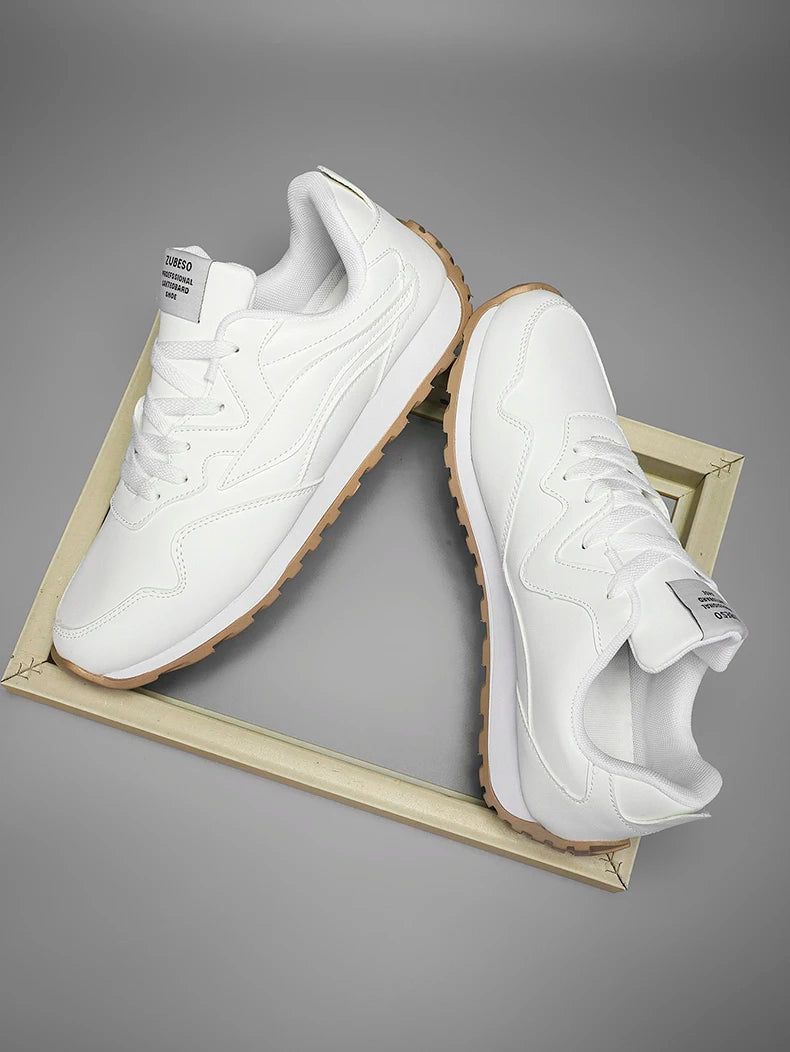Men's Vulcanized Shoes Spring Autumn Comfortable Non Slip White Casual Sneakers Men Outdoor Retro Lace Up Platform Walking Shoes