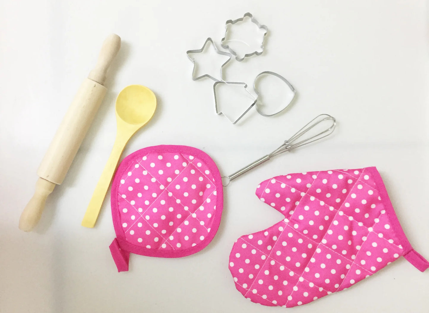 11 pcs/set Apron for Little Girls Kids Cooking Baking Set Chef Hat Mitt & Utensil for Toddler Dress Up Chef Costume Role Play