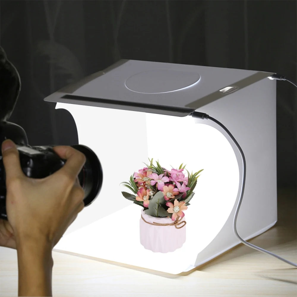 Mini 40Pcs LED Light Room foliding Photography Lighting Softbox Tent Photobooth Backdrop USB Cube Box Photo Studio Light Box