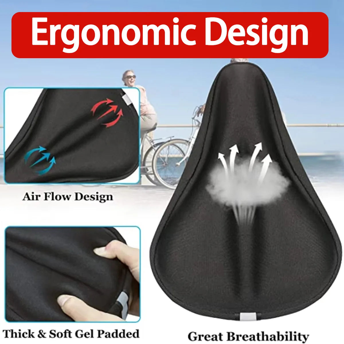 Bicycle Seat Cover Thickened Soft Gel Seat Cover Road Bike Mountain Bike Thickened Soft Cushion Bicycle Breathable Seat Cover