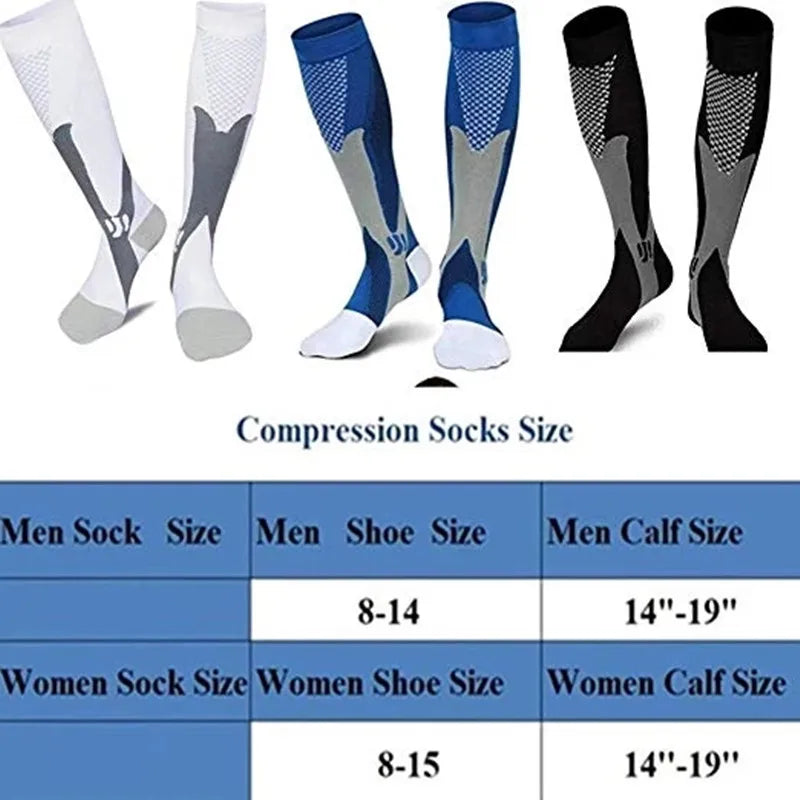 Running Men Women Compression Socks For Football Anti Fatigue Pain Relief 20-30 Mmhg Black Compression Socks Fit For Sport Socks