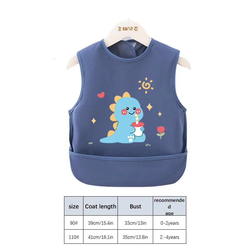 Summer New Baby Apron Cute Cartoon Print Boy Girl Sleeveless Bibs Feeding Burp Cloths Waterproof Kids Saliva Towel